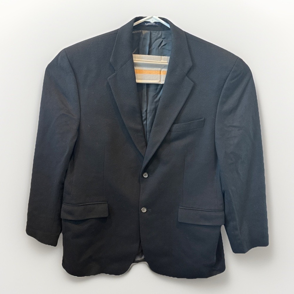 RALPH Ralph Lauren Men's 100% Cashmere‎ 2-Button Blazer Sport Coat Black 46 Long